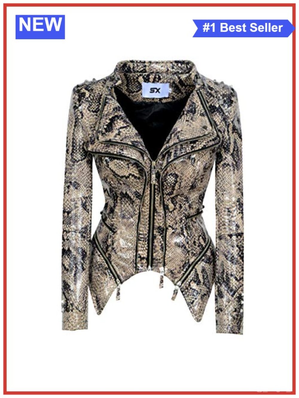 Faux PU Leather Rivet Moto Jacket Dovetail Zipper Casual Coat